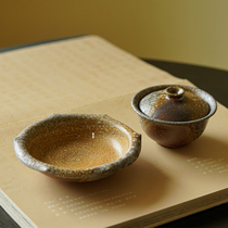 Zhenshantang pure handmade firewood burning cover bowl 100ml small pottery clay bare burning wood kiln tea making cover bowl is not hot