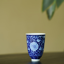 Zhenshantang hand-painted blue and white full-work thin tire tea cup single dedicated master cup female court tea set tea cup