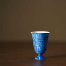 Zhenshantang handmade high foot cup master cup single female exquisite small teacup sprinkled with blue glaze thin tire tea cup Jingdezhen
