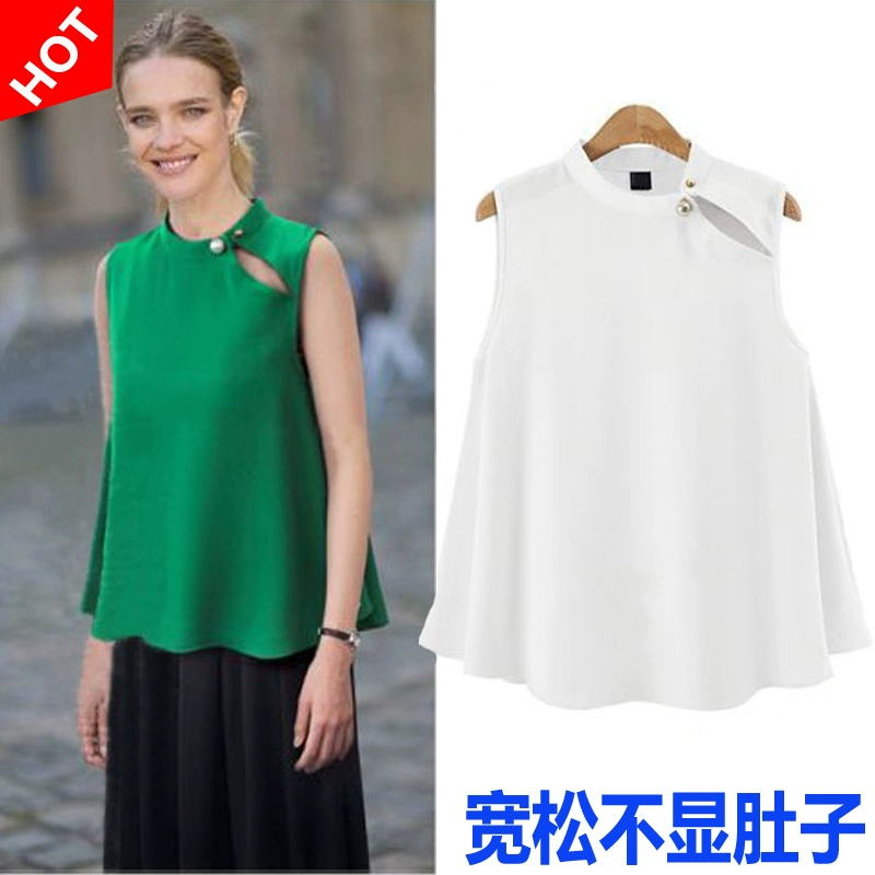 Mùa hè 2020 phong cách mới Phong cách châu Âu và Mỹ Áo sơ mi không tay dành cho nữ - Áo sơ mi chiffon ren
