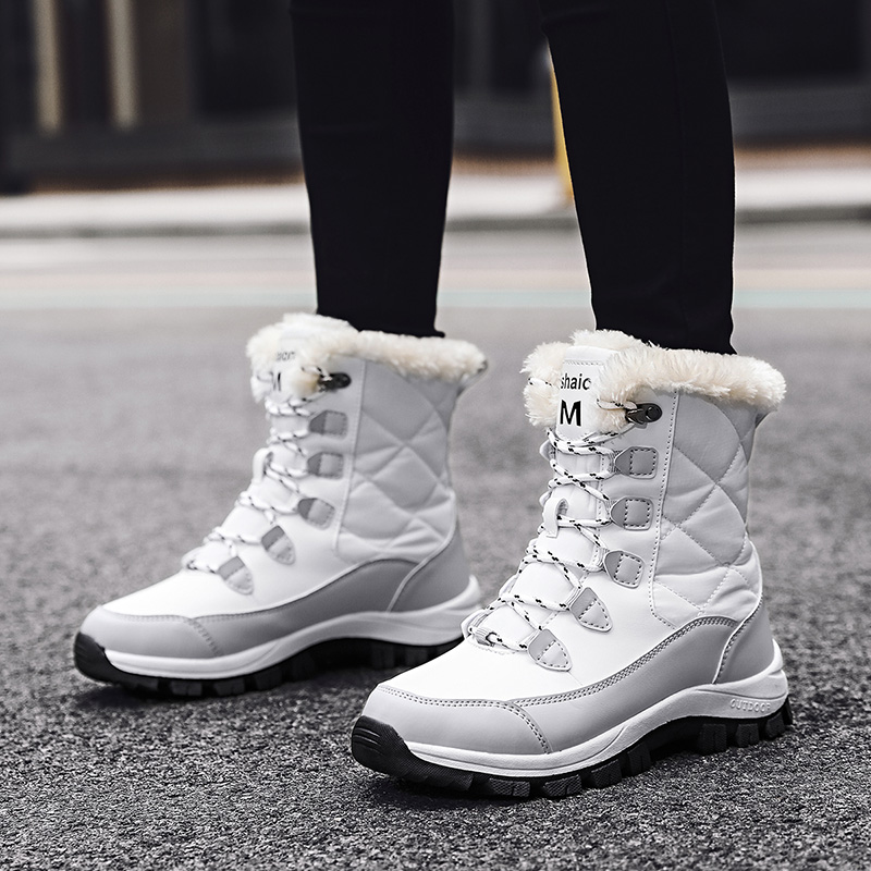 Back Force Snow Boots Woman 2021 New Winter Warmth Plus Suede Thickened Waterproof Non-slip Northeast Outdoor Ski Cotton Shoes