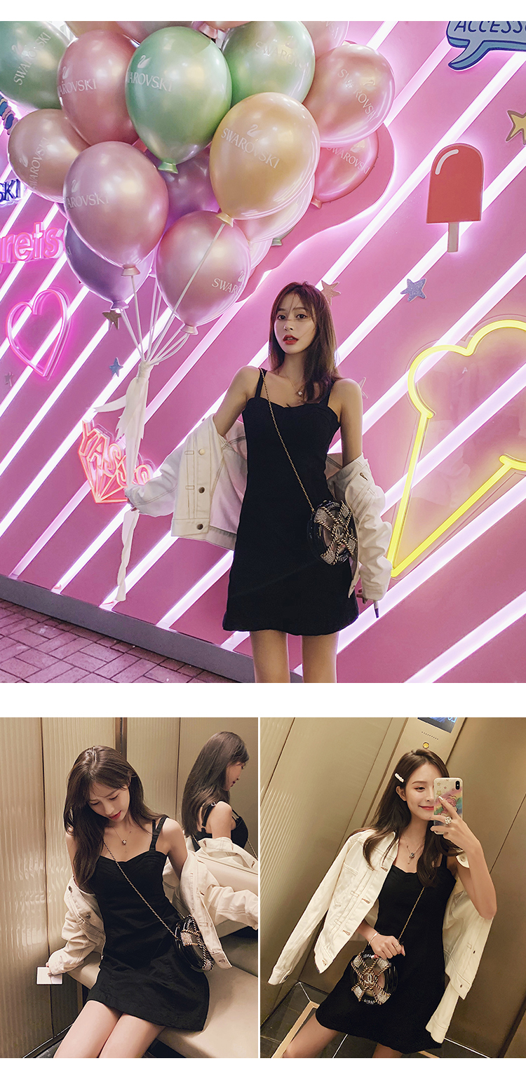 Aya Wang Jingya màu đen gợi cảm nhỏ xinh dây đeo mới hè 2019 nữ phiên bản Hàn Quốc của áo dài - Sản phẩm HOT đầm suông chữ a