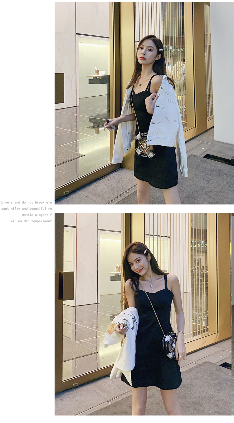 Aya Wang Jingya màu đen gợi cảm nhỏ xinh dây đeo mới hè 2019 nữ phiên bản Hàn Quốc của áo dài - Sản phẩm HOT đầm suông chữ a