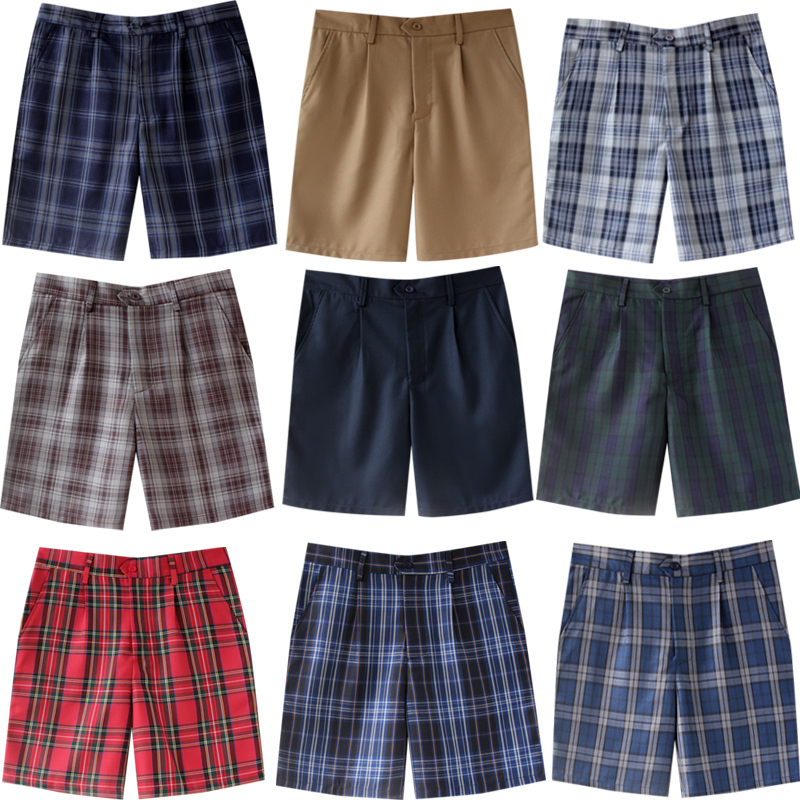 Dk Men's Summer 2024 Trendy Summer Shorts High-Waisted Plaid Pants Casual Mid-Length Pants College Style Student Uniform Pants