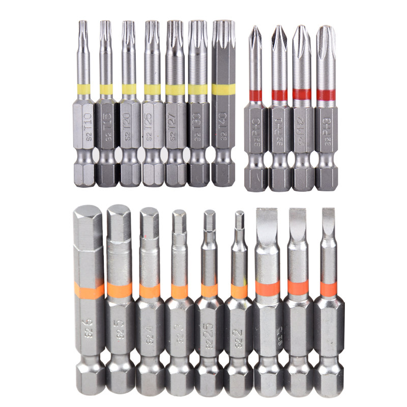 Taiwan imports 1 4 screwdriver head wind batch head inner hexagonal word cross star plum blossom 6 3mm pneumatic electric