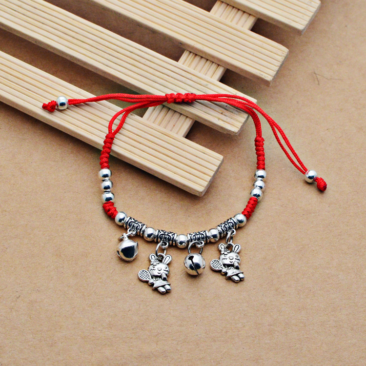 Vintage đỏ dây chuông vòng chân nữ sinh năm 12 cung hoàng đạo dệt gió cổ bạn gái gợi cảm mắt cá chân chuỗi - Vòng chân vòng chân bạc nữ đẹp