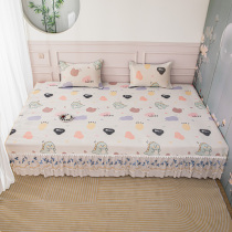 Customized summer ice silk mat tatami bed cover one side skirt non-slip sheets northeastern kang cover and cushion three-piece set