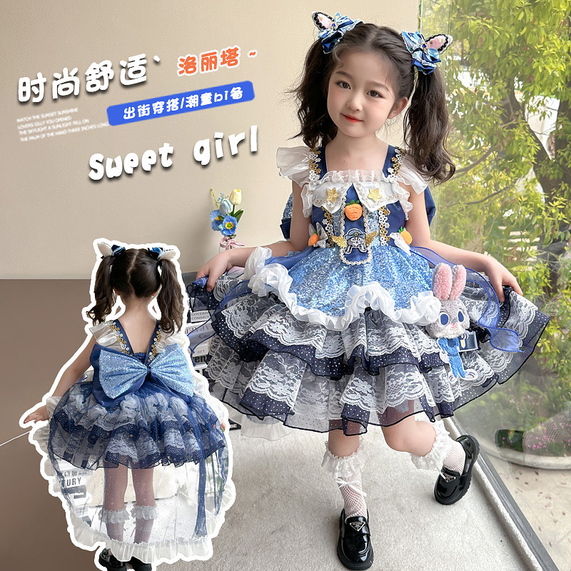 Little Girl Lolita Judy Rabbit Police Officer Princess Dress Birthday Dress Tutu Skirt Cake Skirt Performance Costume Little Girl Lolita Judy Rabbit Police Officer Princess Dress Birthday Dress Tutu Skirt Cake Skirt Performance Costume