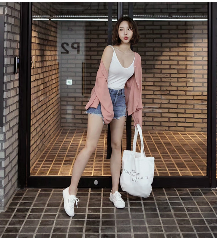 Áo yếm nữ 2018 mới mùa hè Slim áo bó sát nữ gợi cảm với áo cổ chữ V không tay chạm đáy thủy triều T - Áo ba lỗ