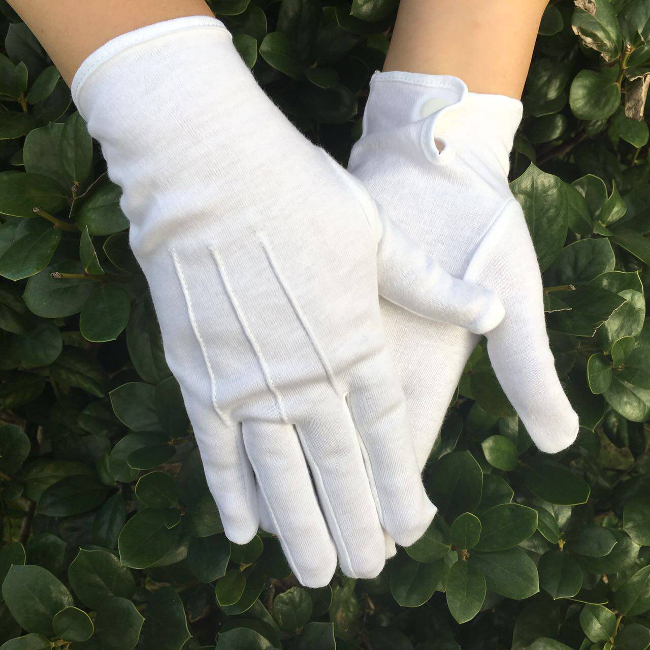 Pure Cotton White Protocol Gift Instrument Three Ribs With Buckle Gloves Gymnastics Dancing Hotel Front Desk Reception Security Duty