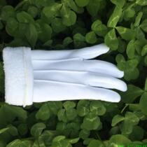 Winter cold and warm etiquette white gloves plus velvet thickened square dance command gloves security duty