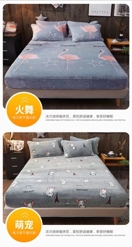 Flannel đơn mảnh dày lông cừu san hô bọc nệm nhung cộng với nhung Simmons bảo vệ cộng với trải giường nhung