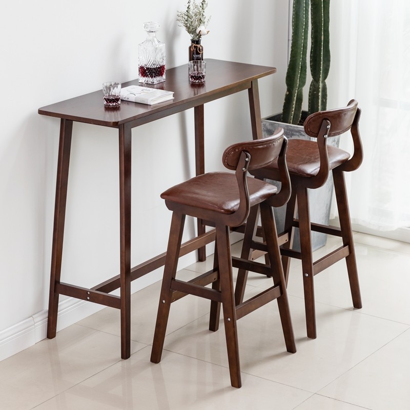 Solid Wood Strip Bar Counter Table Domestic Living Room Cubicle Milk Tea Shop Café Dining Room Table High Bar Table Home Bar Table Chairs