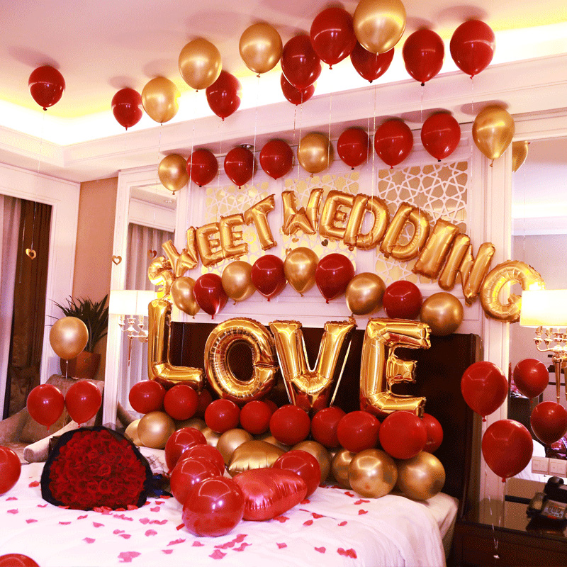 Wedding Wedding supplies Balloon net red Wedding room decoration Wedding decoration La flower set Bedroom creative romantic set