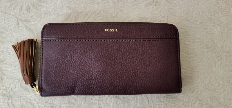 Fossil New Long Leather Women's Wallet Phone Bag Tassel Pull Tab