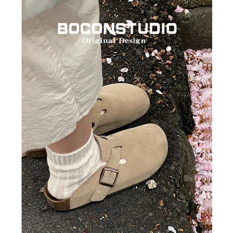 [Birkenstock Family] Genuine Leather Birkenstock Shoes for Women, Summer Outdoor Wear, Arch Support, Fishing Birkenstock Thick-Soled Half-Slippers for Men