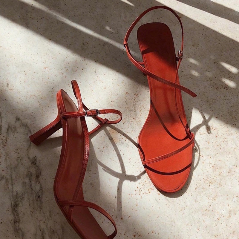Sheepskin Version~ French-Style Thin Strap Sandals for Women, New Summer Red Stiletto Open-Toe High Heels with Ankle Strap Women's Shoes