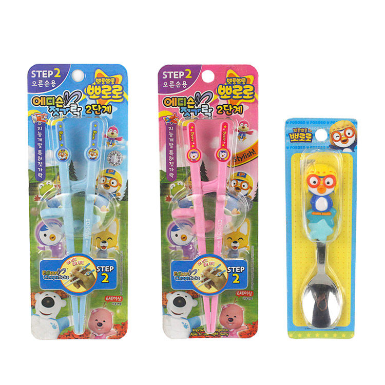 Korean learning training chopsticks ABS cartoon baby chopsticks practice spoon children's stainless steel tableware