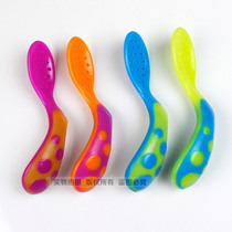 American Import Sassy Elbow Spoon Infant Colorful Bend Handle Easy To Grip Leaking Spoon Training Spoon Baby Cutlery