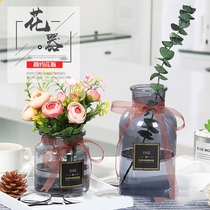 New MINI Nordic gray transparent glass vase Home Cafe furnishings floral ornaments photo props