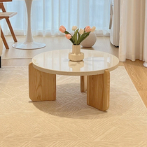 Nordic Light Extravaganza Wind Rockboard Tea Table Small Family Type Cream Ensemble Modern Minima Living Room Solid Wood Tea Table TV Cabinet