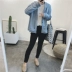Khoai tây Mùa thu mới quần nhỏ màu đen phiên bản Hàn Quốc của khóa kéo châu Âu kéo dài chân Quần jean mỏng lớn chân váy jean đẹp Quần jean
