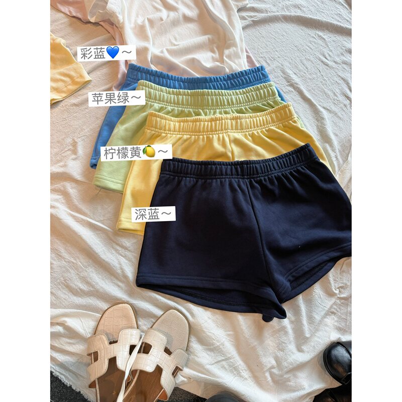 Miki.845 "Vibrant Candy Party" Foldable Elastic Waist Shorts Cotton Terry Summer Casual Sports Pants Miki.845 "Vibrant Candy Party" Foldable Elastic Waist Shorts Cotton Terry Summer Casual Sports Pants