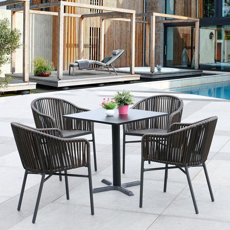 Outdoor leisure rattan chair rattan courtyard villa hotel outdoor milk tea shop coffee table and chair three-piece set combination