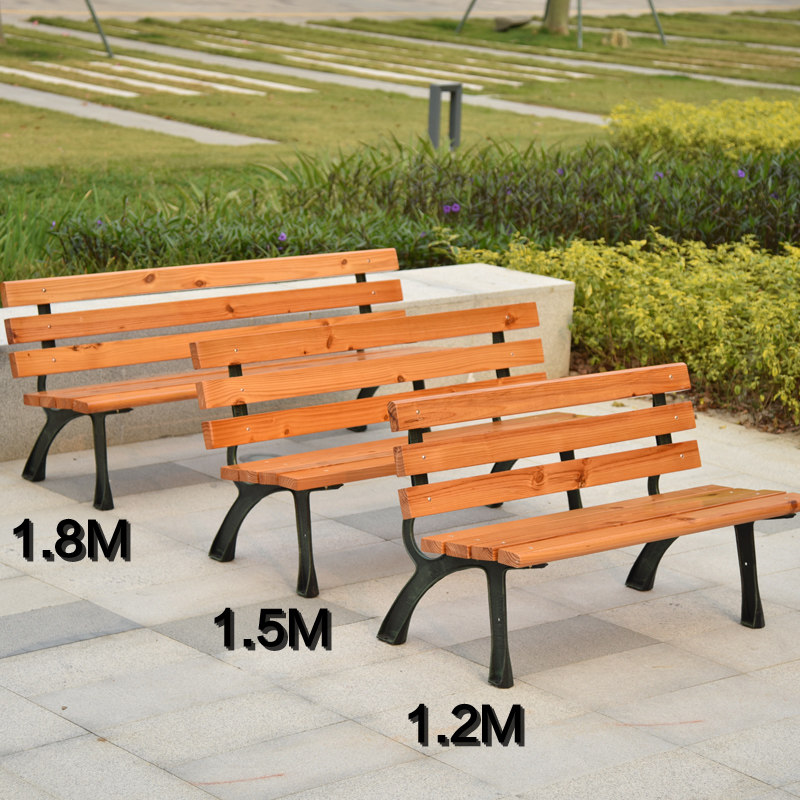 Park chair solid wood outdoor bench garden garden courtyard leisure row chair anti-corrosion wood back bench wrought iron bench