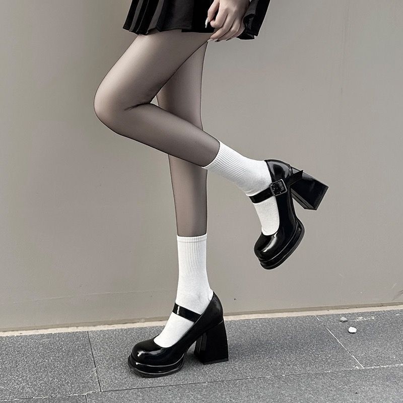 Chunky Heel Mary Jane Shoes for Women, Round Toe, 2024 New Style, Japanese Style, Hot Girl Jk Uniform, Small Leather Shoes, Ultra High Heel Single Shoes