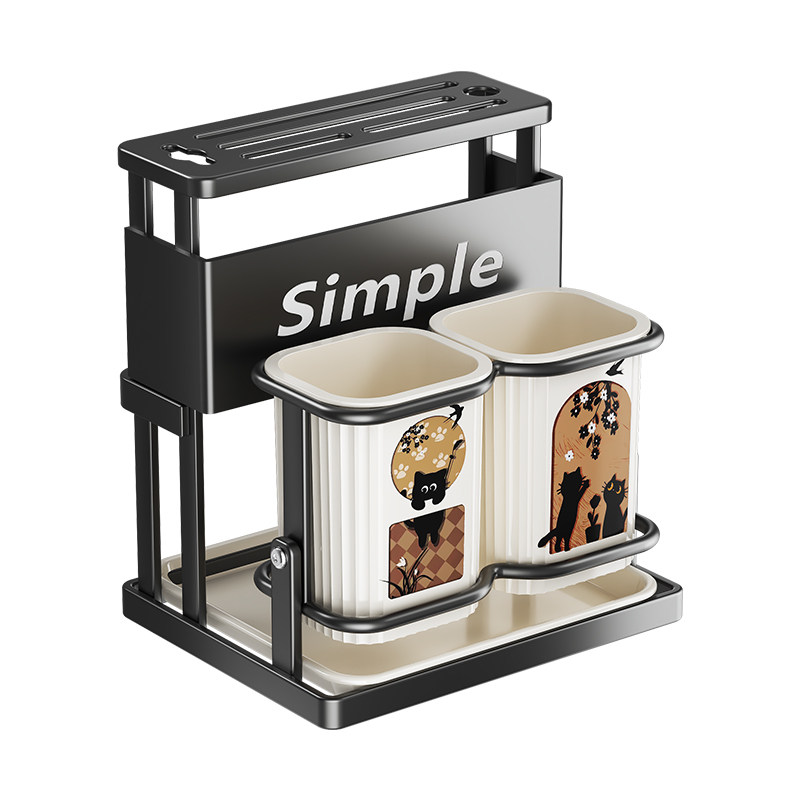 New Rotating Chopstick Holder Knife Rack Kitchen Countertop Multifunctional Knife Storage Rack Draining Shelf Wall-Mounted Chopstick Holder