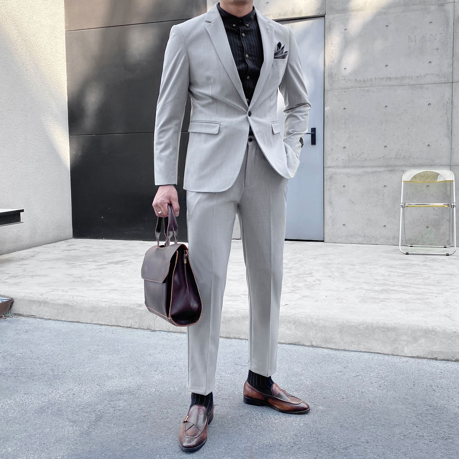 Suit suit men slim business formal Korean version of the trend handsome British groom wedding small suit summer thin section