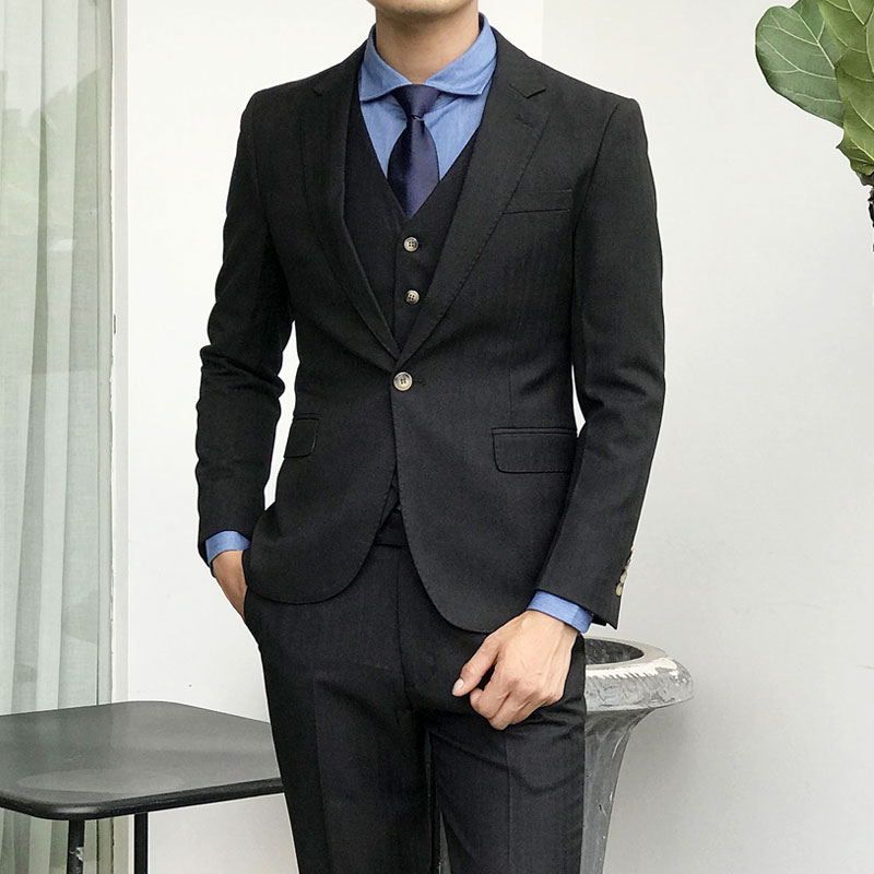 Suit phù hợp với nam giới bộ ba mảnh của kinh doanh chính thức mặc trẻ không thường xuyên phiên bản Hàn Quốc của xu hướng cưới đẹp trai gió Anh phù hợp với nhỏ