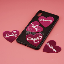 DIY mobile phone shell heart-shaped letter acrylic patch drip rubber shell ornament accessories