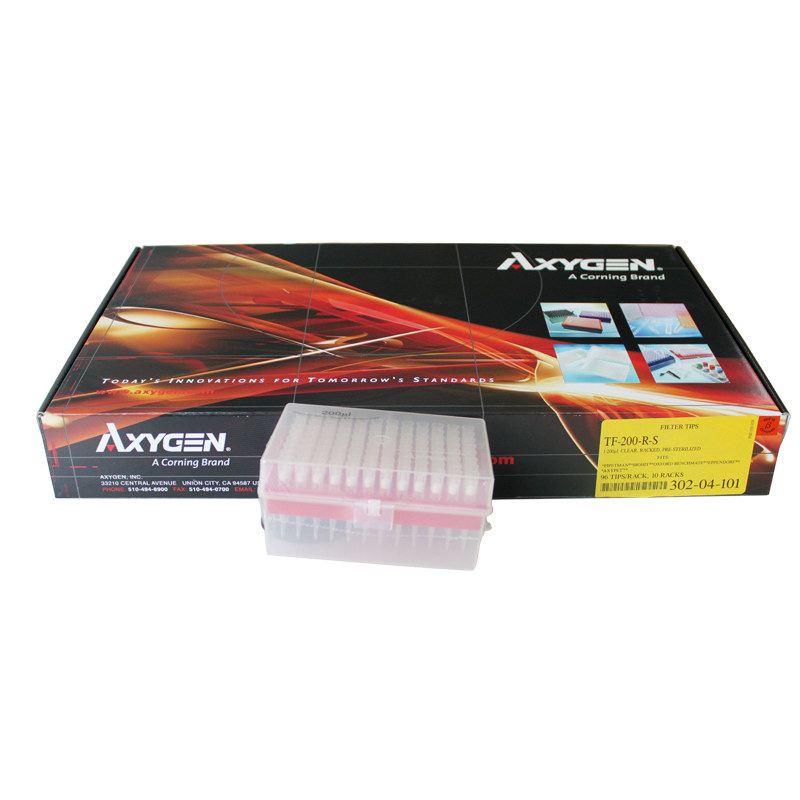 爱思进Axygen TF-200-R-S 200ul带滤芯无菌无酶盒装黄吸头枪头