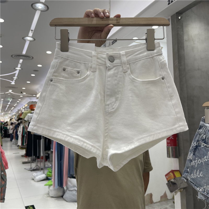 White Ultra-Short Tight Denim Hot Pants 2026 Summer New Style Simple Versatile Stretchy Leg-Lengthening Wide-Leg Pants