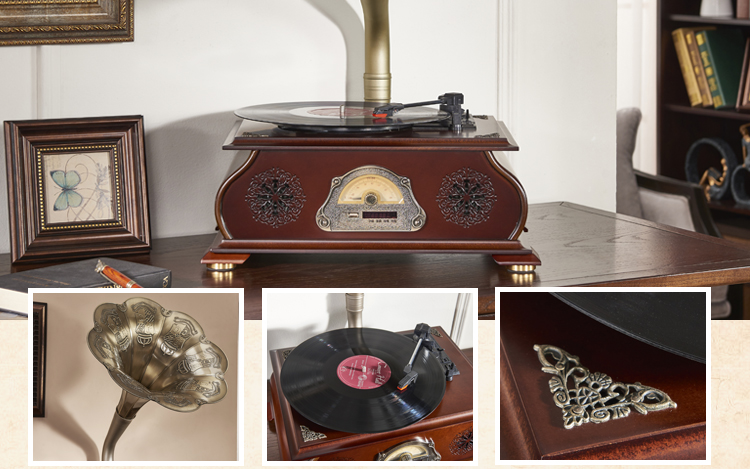 Máy ghi âm cổ máy ghi âm Paramount cổ loa âm thanh cổ điển phong cách châu Âu máy tính để bàn ghi âm retro - Máy hát 	đầu đĩa than audio technica at-lp60xbt