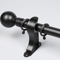Single pole double pole black curtain track Roman pole iron art mute top mounted side curtain rod Nordic simple wind