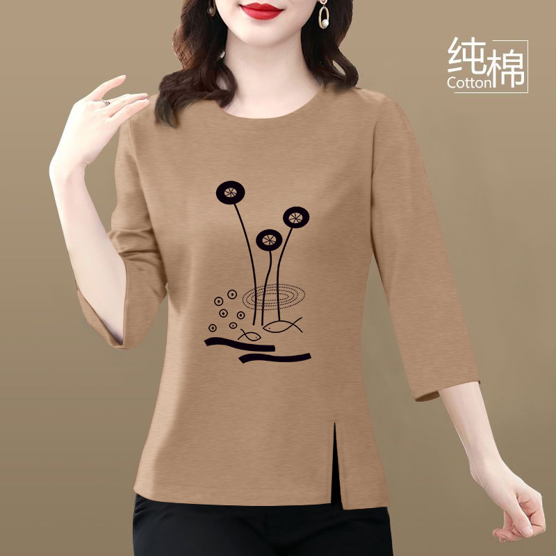 Women's Summer New Style Loose-Fitting Plus-Size Half-Sleeve T-Shirt with Unique Design and Side Slits, Made of Pure Cotton