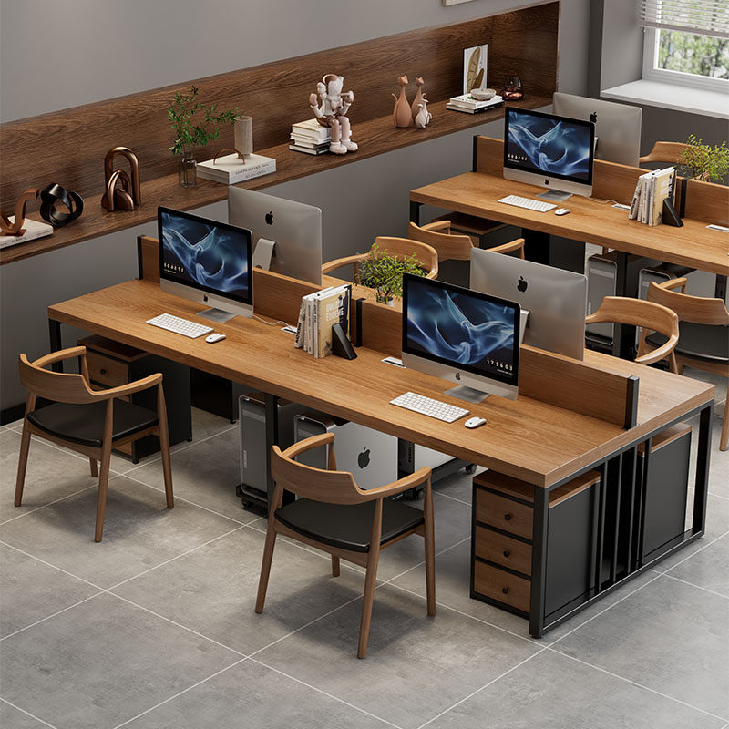 Industrial Style Solid Wood Office Desk Four-Person Desk and Chair Set Simple Staff Desk Computer Desk Partition Office Workstation Industrial Style Solid Wood Office Desk Four-Person Desk and Chair Set Simple Staff Desk Computer Desk Partition Office Workstation
