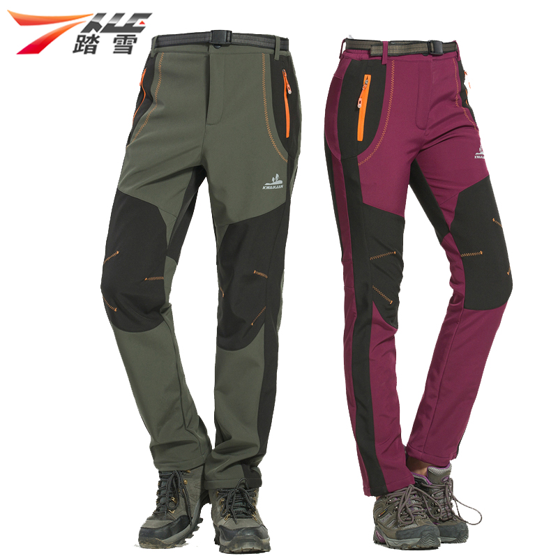Jifeng Wolf Outdoor Autumn Winter Punching Pants Men And Women Plus Suede Pants Softshell Ski Pants Windproof Waterproof Mountaineering Pants
