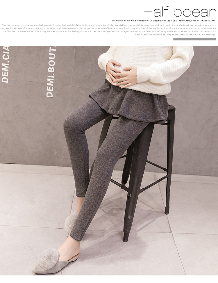 Cộng thêm quần lửng nữ size to béo mm thời trang mùa đông cộng với nhung dày nâng bụng giả hai mảnh quần legging váy 200 kg shop quần áo bầu