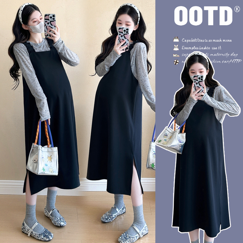 Plus-Size Maternity Wear, Spring and Autumn Style Dress, Fashionable Suit, Stylish and Trendy Autumn and Winter Skirt Two-Piece Set 100kg Plus-Size Maternity Wear, Spring and Autumn Style Dress, Fashionable Suit, Stylish and Trendy Autumn and Winter Skirt Two-Piece Set 100kg
