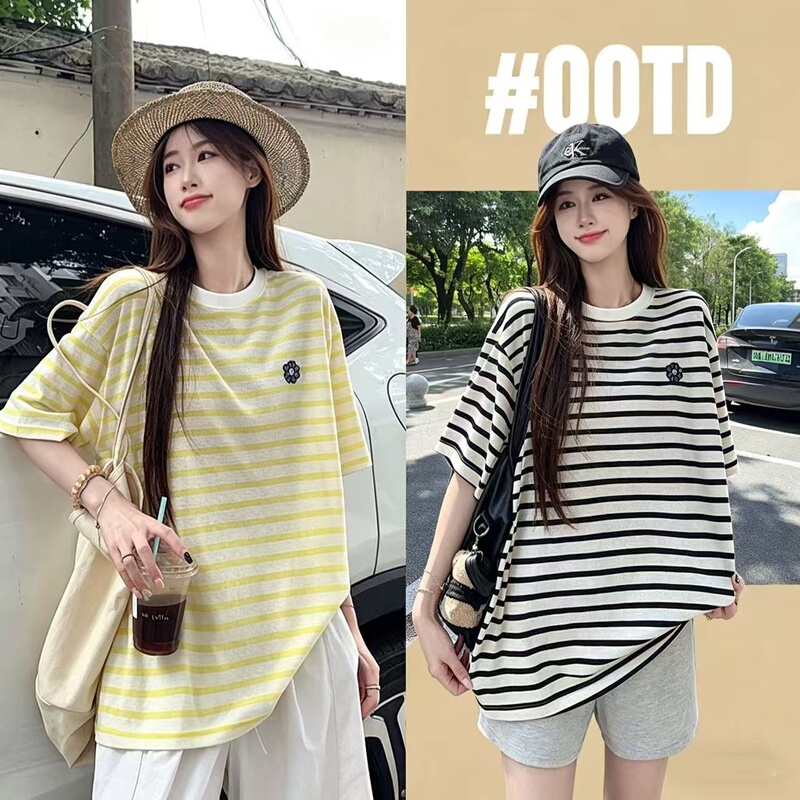 2026 Summer New Style Maternity Short-Sleeved Tops Large Size Loose Fit Embroidered Casual T-Shirt Versatile 100kg