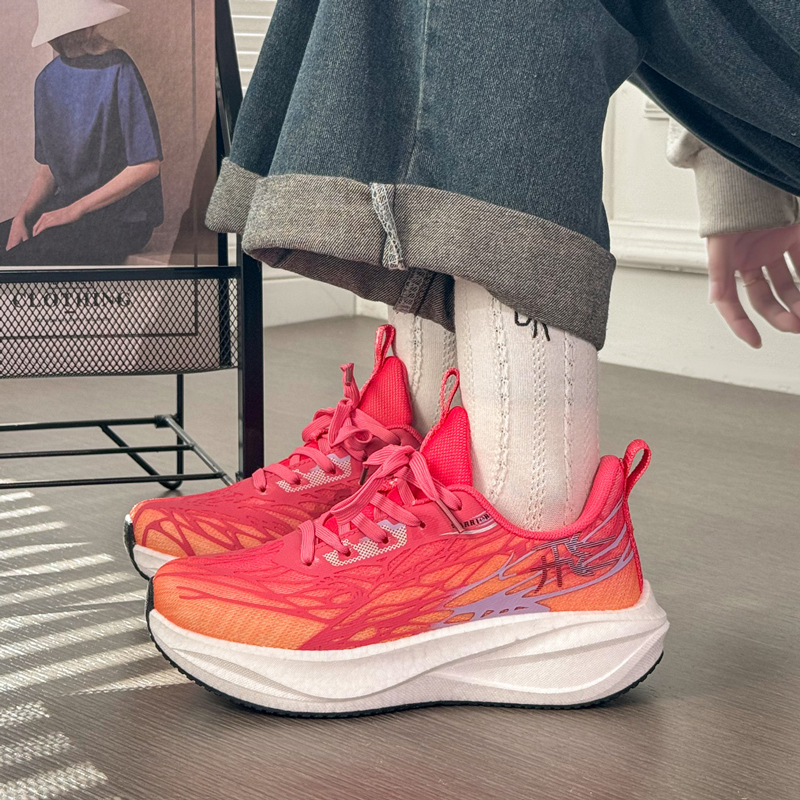 Pull-Back Sneakers for Women, Red Shoes for the Year of Birth, Breathable Thick-Soled Soft-Soled Shock-Absorbing Marathon Running Shoes, Casual Shoes