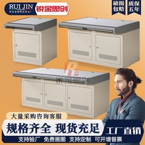 Customized thickened monitoring console three double computer platforms TV wall curved paint command center console
