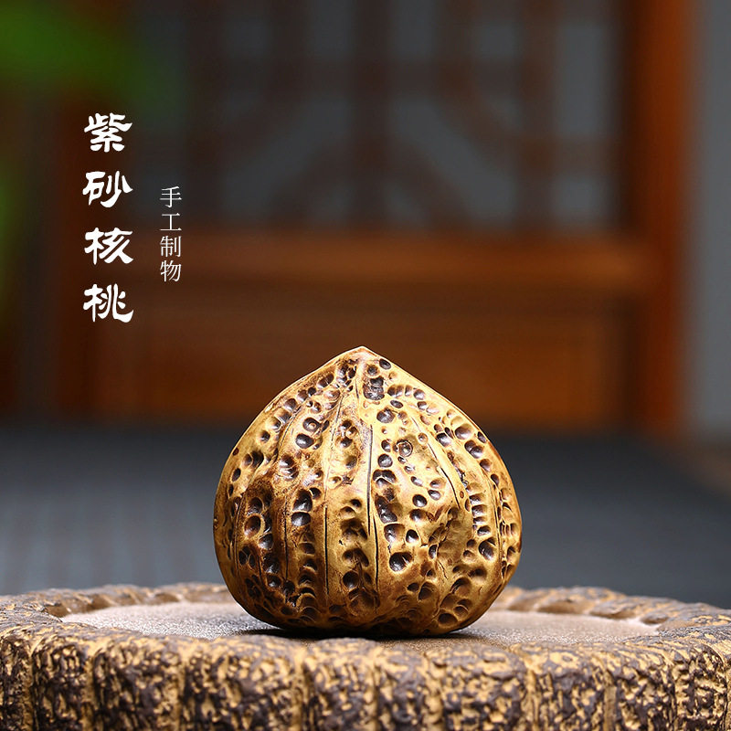 Purple Sand Tea Darling Boutique adoptable Imitation Walnut Fake Hu Peach Pendulum Pieces Tea Tray Decoration Furnishing Longevity Fruit Tea Accessories