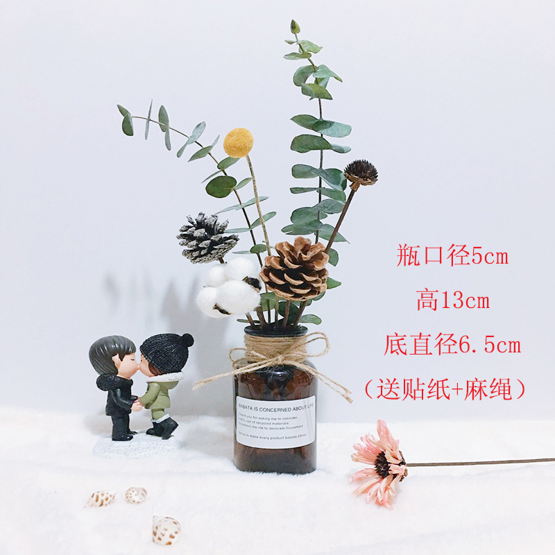 Bông khô tự nhiên màu bó hoa đơn bông trong nhà tự làm trang trí phòng khách trang trí hoa đạo cụ - Trang trí nội thất dcor phong ngu
