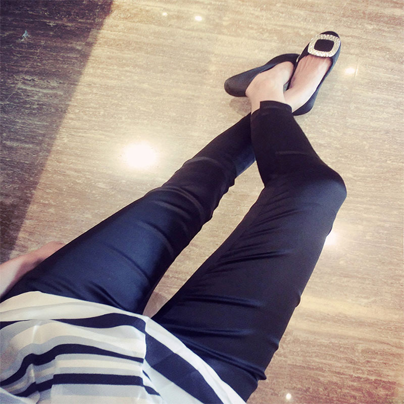 Silk Smooth Satin Stretchy Pencil Pants for Women, Extra Long, High-Waisted, Slimming, Casual and Comfortable, Suitable for Spring and Autumn