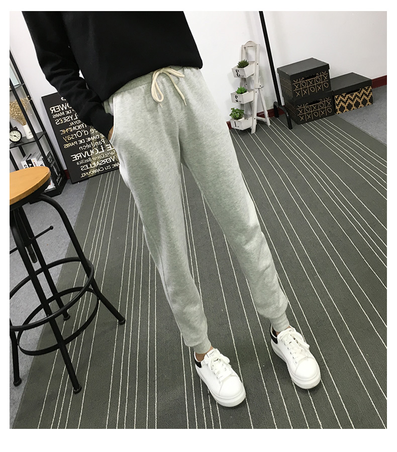 Mùa thu và mùa đông quần màu pyjama mỏng quần dài của phụ nữ quần bó sát quần harem cotton đơn giản mặc giản dị mặc nhà quần mặc nhà đẹp
